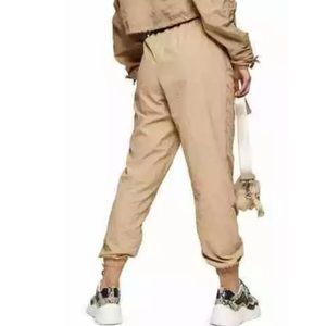 Topshop high rise nylon joggers M tan